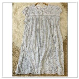 Eileen West Short Sleeve Short Floral Nightgown Blue Purple Size XL